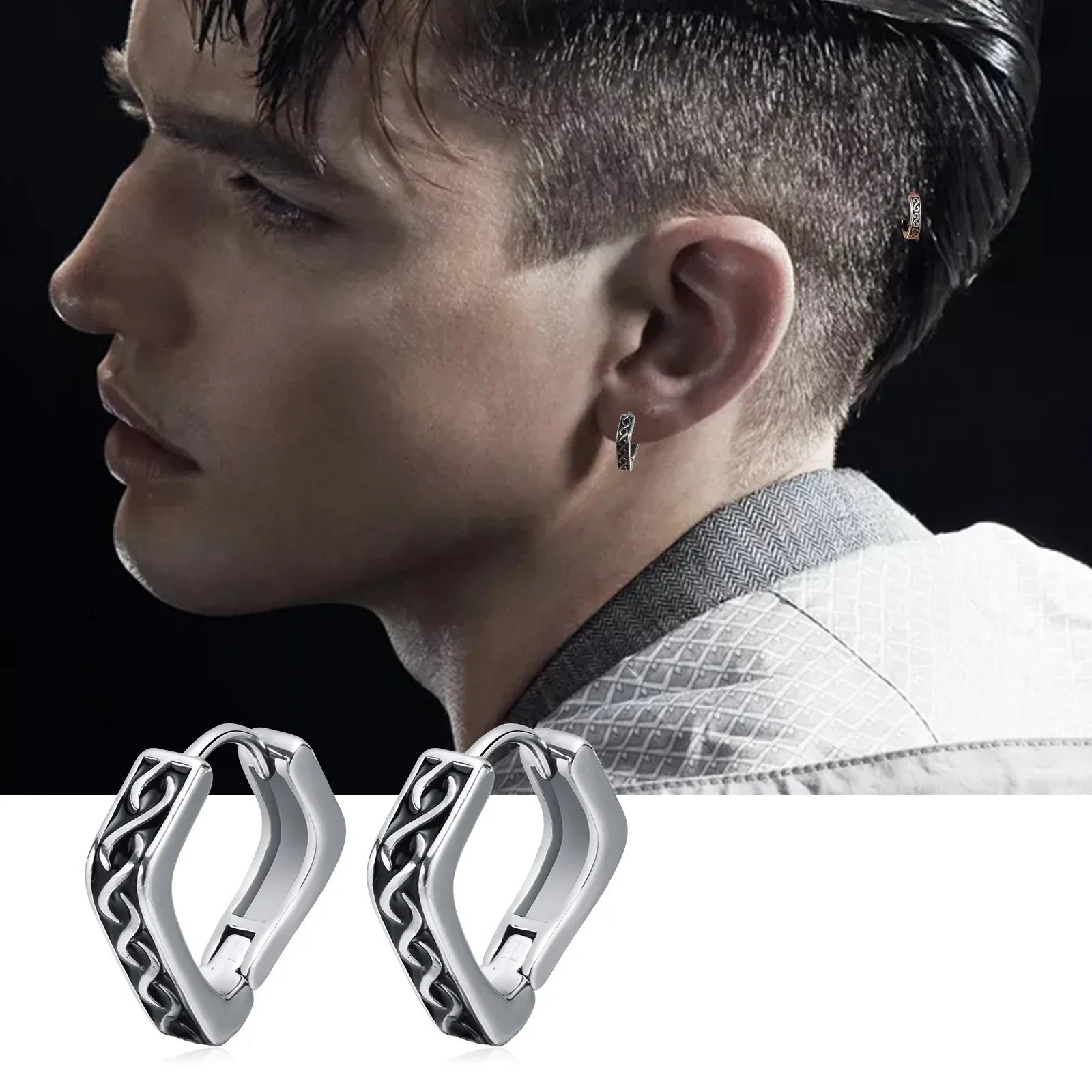 Aretes Geométricos Vikingos para Hombre