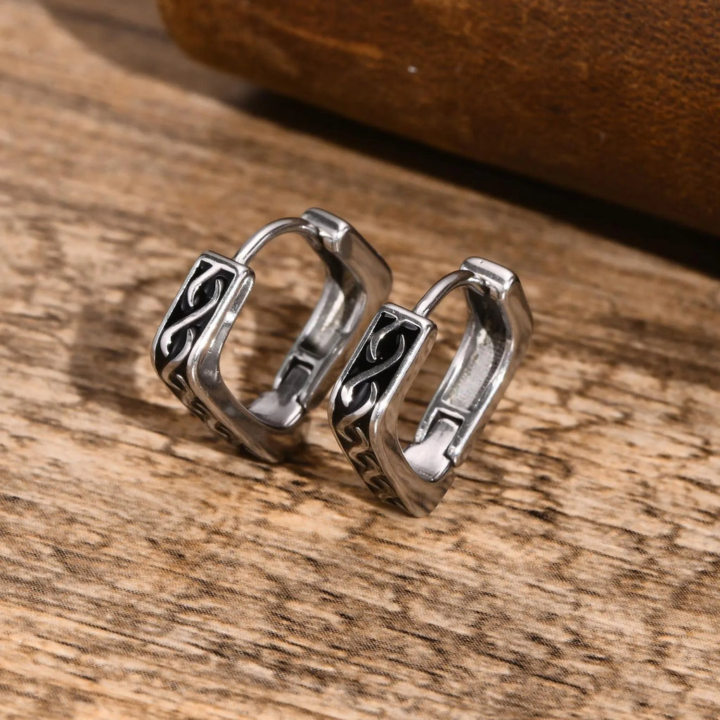 Aretes Geométricos Vikingos para Hombre en plata