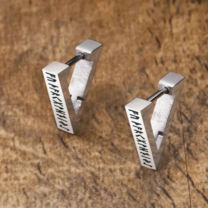 Aretes Rúnicos Vikingos para Hombre y Mujer Nórdicos en plata