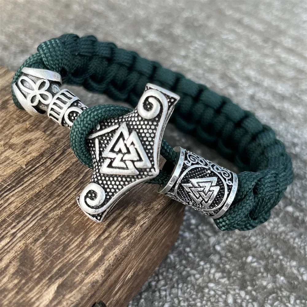 Pulsera Mjolnir - Martillo Thor Viking verde