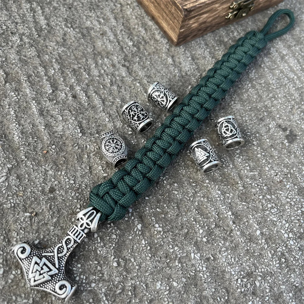 Pulsera Mjolnir - Martillo Thor Viking verde 3 