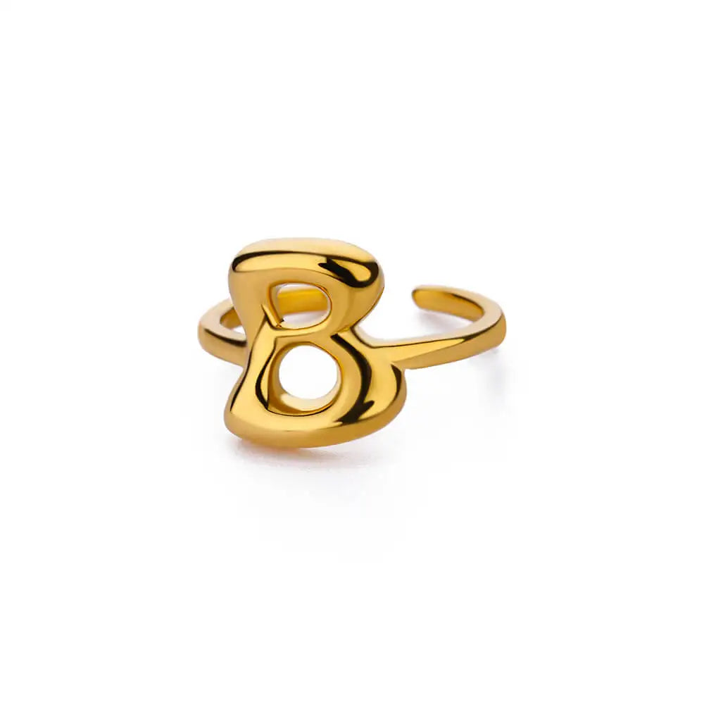 Anillo ajustable personalizado con inicial b