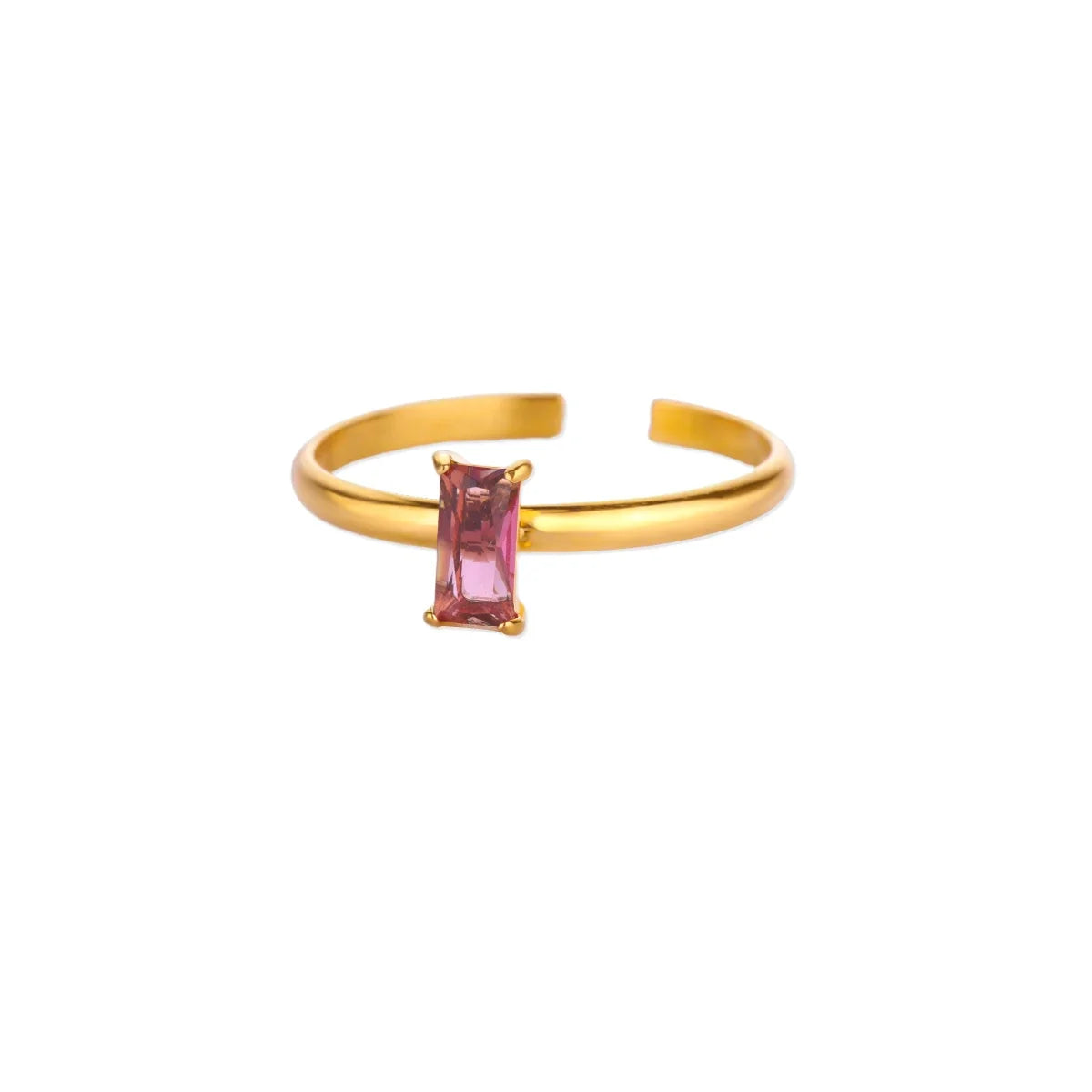 Anillo ajustable con piedra de nacimiento rectangular octubre