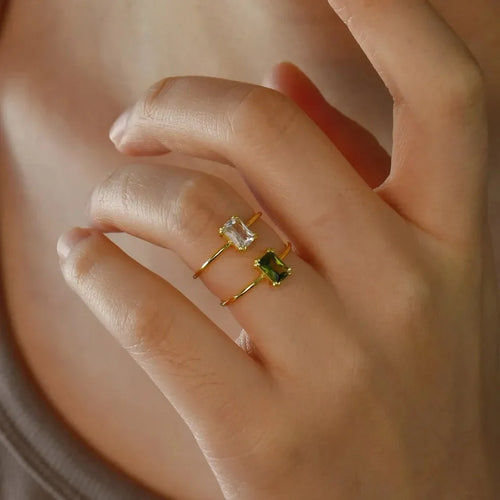 Anillo ajustable con piedra de nacimiento rectangular noviembre