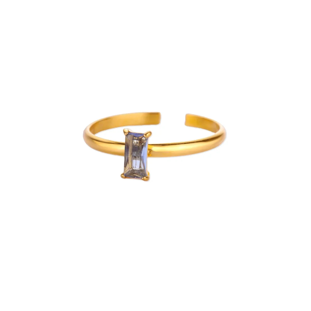 Anillo ajustable con piedra de nacimiento rectangular abril