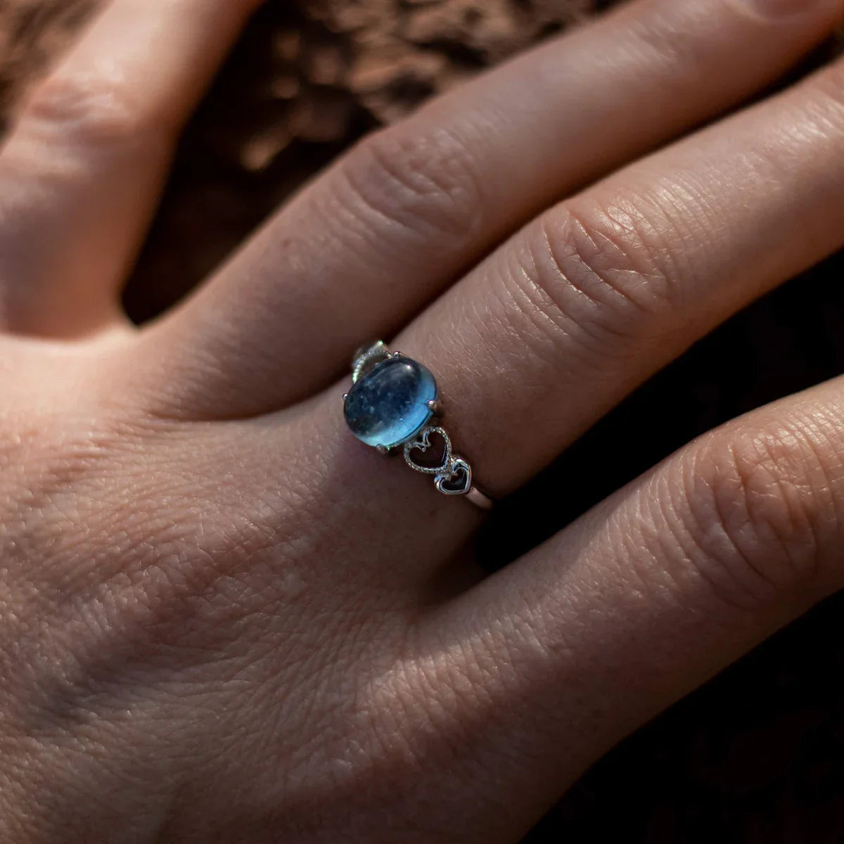 Anillo Ajustable "Cristal de Mar" en Aguamarina 