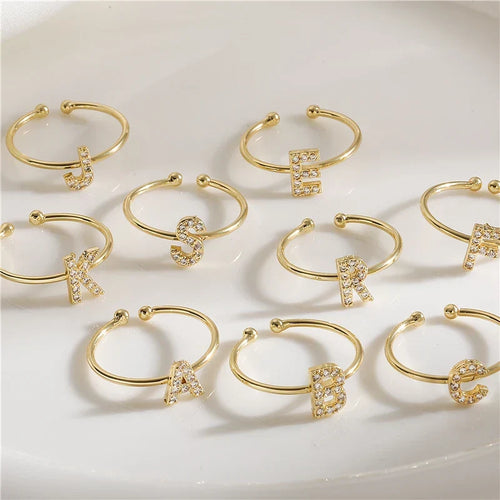 Anillo ajustable personalizado con inicial