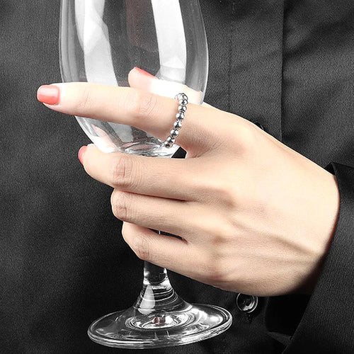 Anillo Anti-Estrés con Perlas Giratorias para Hombre o Mujer en plata