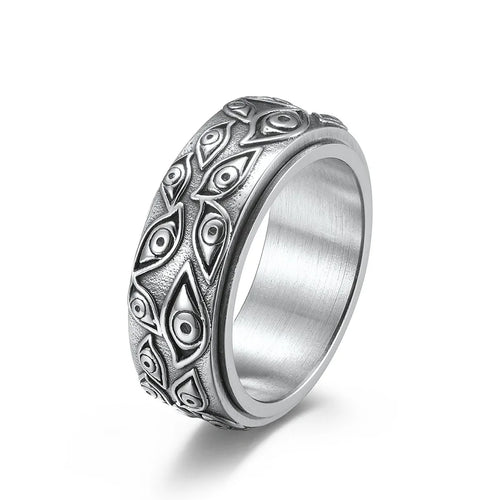 Anillo Anti-Estrés Giratorio Ojo plata