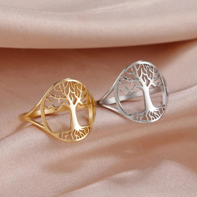 Anillo Árbol de la Vida para Mujer Oro y Plata