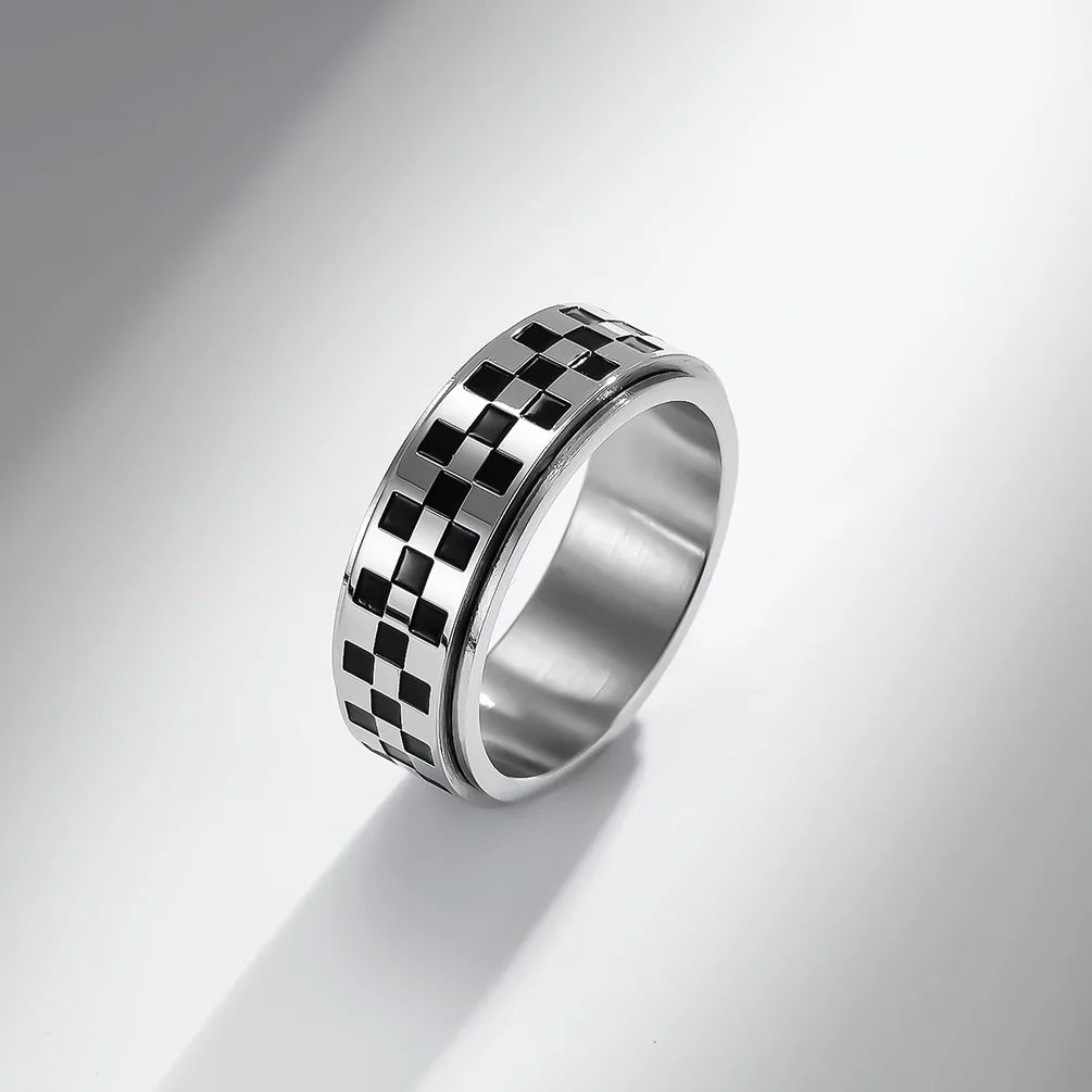 Anillo con Cuadrados Negros Antiestrés Giratorio