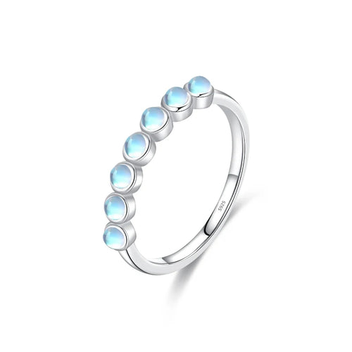 Anillo de banda con cristal de piedra lunar