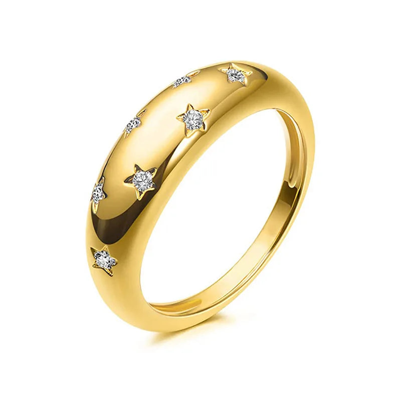 Anillo de Banda con Estrellas en Circonio