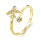 Anillo Avión de Plata Genuina para Mujer oro