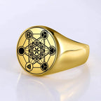 Anillo de Cubo de Metatrón oro a