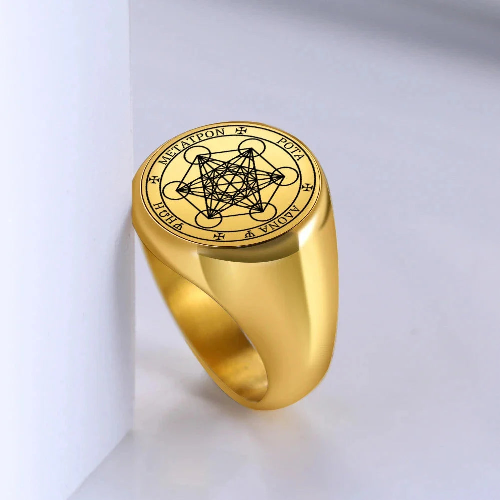 Anillo de Cubo de Metatrón oro b