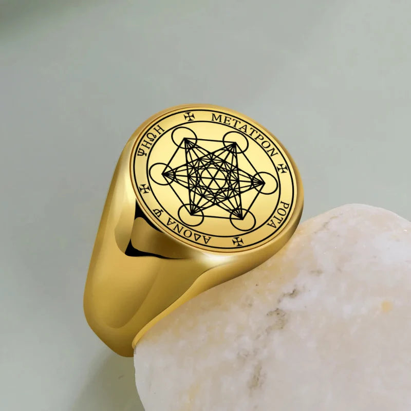 Anillo de Cubo de Metatrón oro b