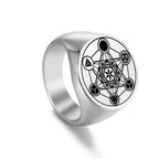 Anillo de Cubo de Metatrón plata a