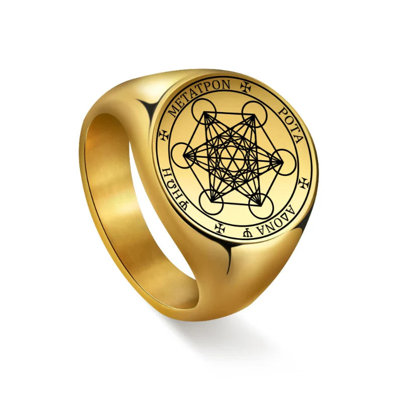 Anillo de Cubo de Metatrón oro b