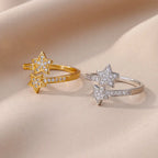 Anillo Doble Estrellas con Circonio en Plata