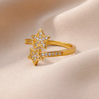 Anillo Doble Estrellas con Circonio en Oro