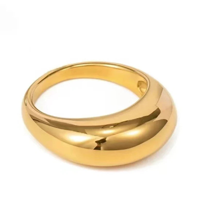 Elegante Anillo Ancho Gota de Agua oro