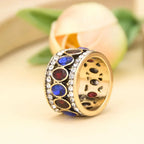 Anillo Étnico de Estilo Oriental azul y rojo