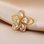 Anillo Flor de 5 Pétalos con Circonia blanca