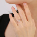 Anillo Flor de 5 Pétalos con Circonio Plata