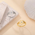 Anillo Flor de 5 Pétalos con Circonio Plata