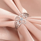 Anillo Flor de 5 Pétalos con Circonio Plata