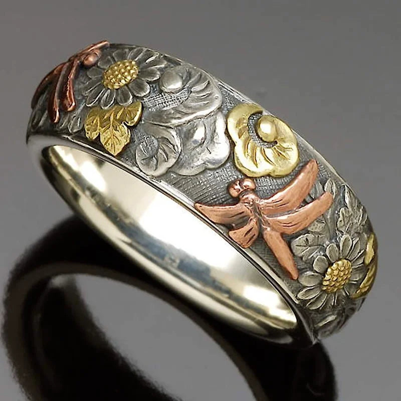 Anillo de Flor Estilo Vintage
