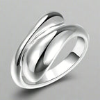 Anillo de Gota de Agua Plateado y Hueco