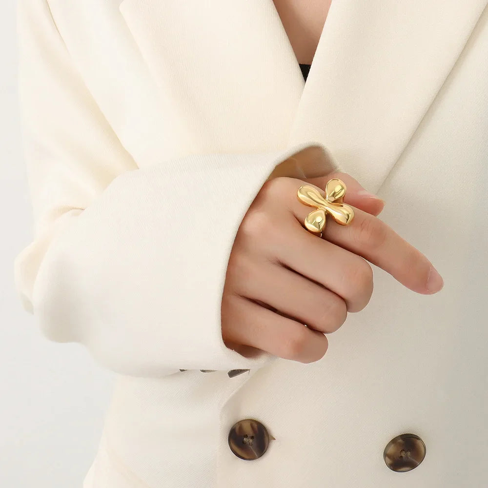 Anillo de flor grande estilo vintage