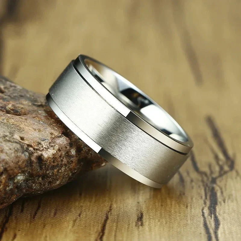 Anillo para Hombre Anti-Estrés Giratorio plata