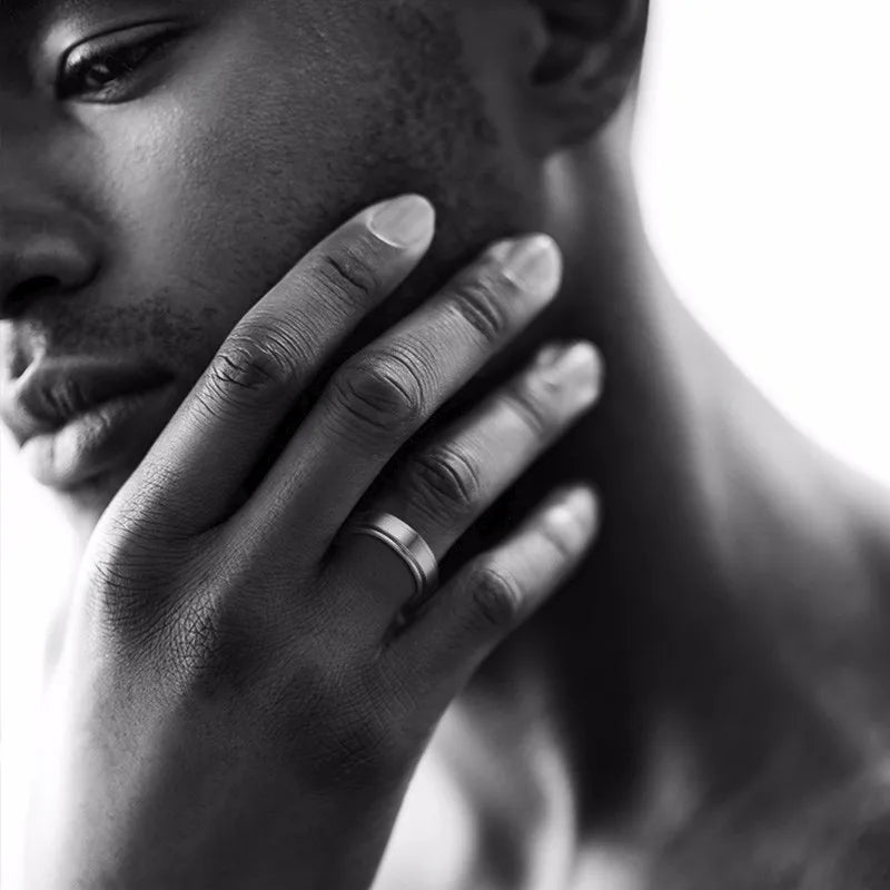 Anillo para Hombre Anti-Estrés Giratorio plata