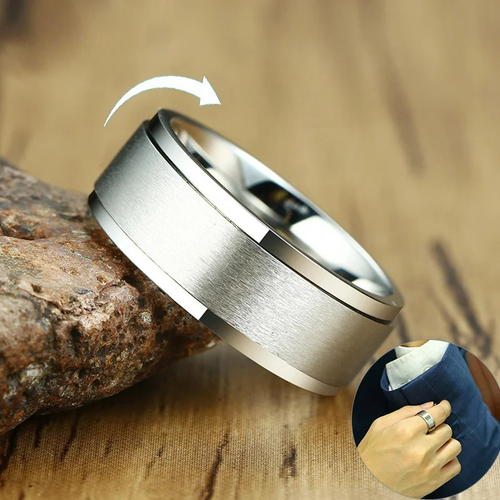 Anillo para Hombre Anti-Estrés Giratorio plata
