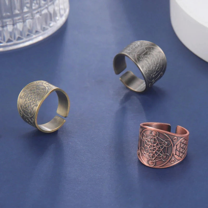 Anillo de Hombre Cubo de Metatrón en oro rosa