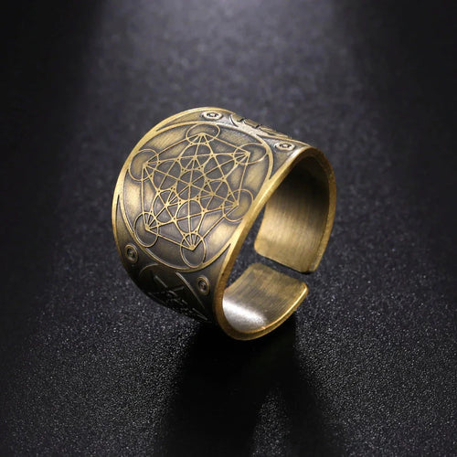 Anillo de Hombre Cubo de Metatrón en oro