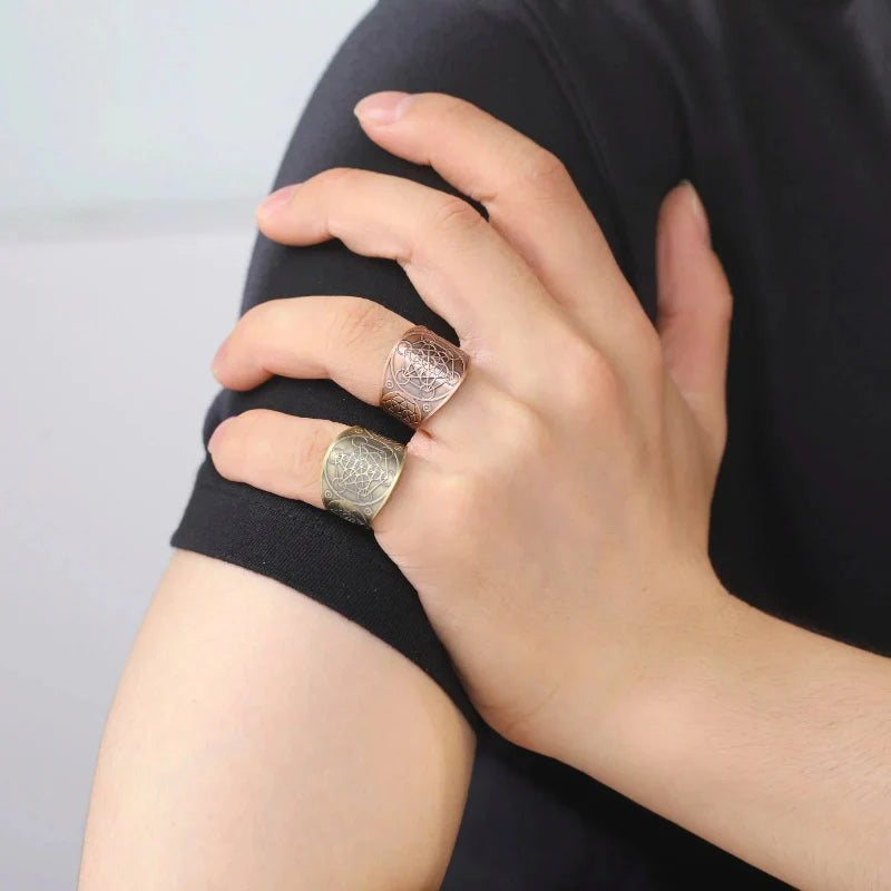 Anillo de Hombre Cubo de Metatrón en oro