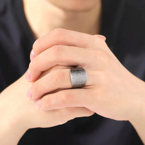 Anillo de Hombre Cubo de Metatrón en plata
