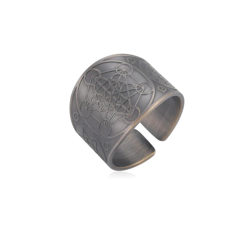Anillo de Hombre Cubo de Metatrón en plata 