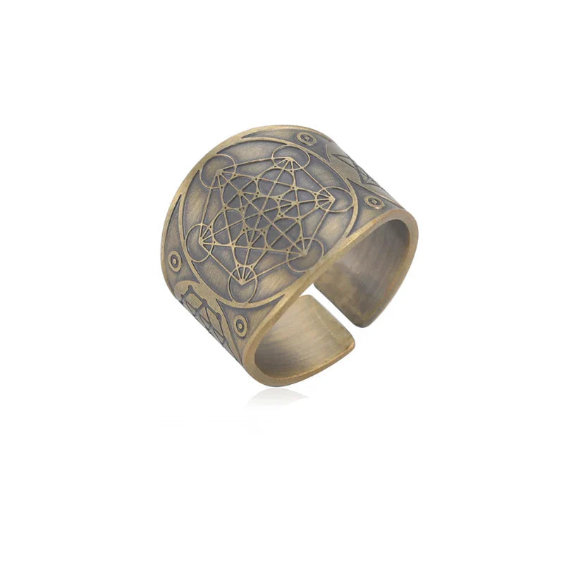 Anillo de Hombre Cubo de Metatrón en oro