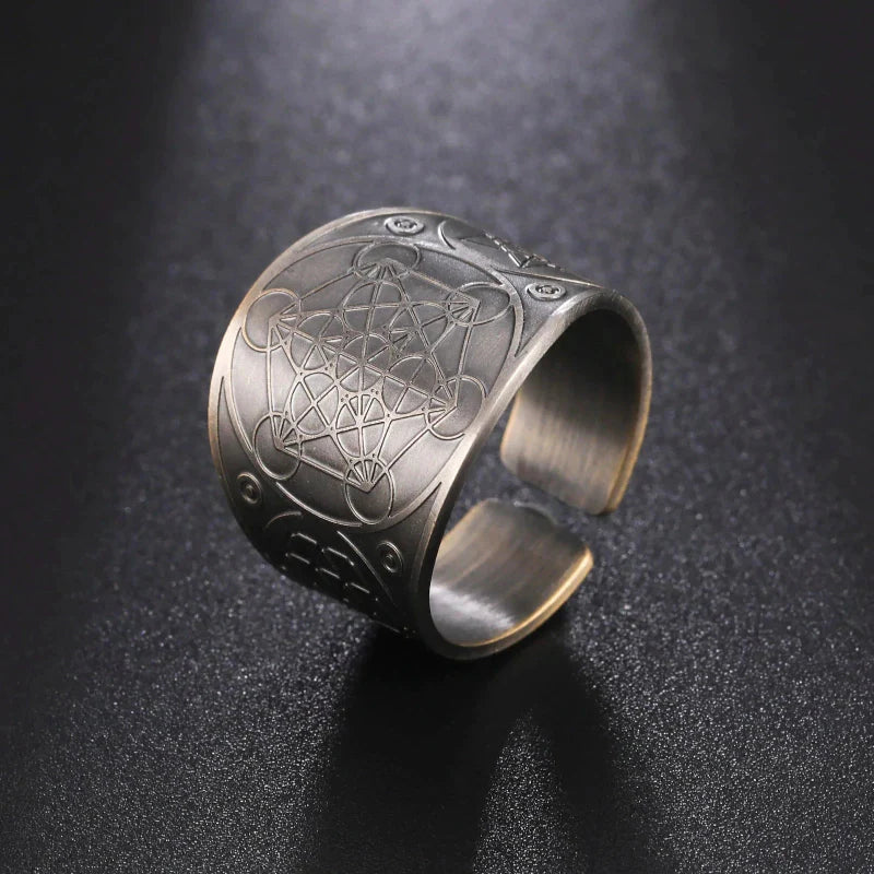 Anillo de Hombre Cubo de Metatrón en plata
