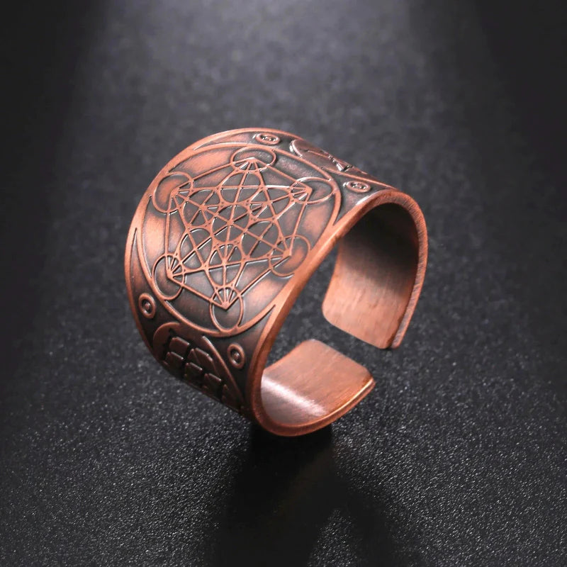 Anillo de Hombre Cubo de Metatrón en oro rosa