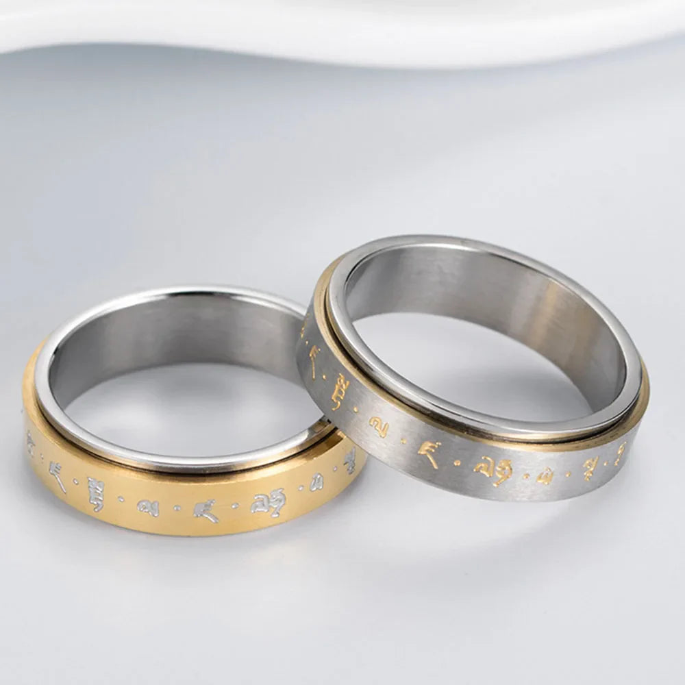 Anillo con Motivos para Hombre o Mujer Anti-Estrés Giratorio oro
