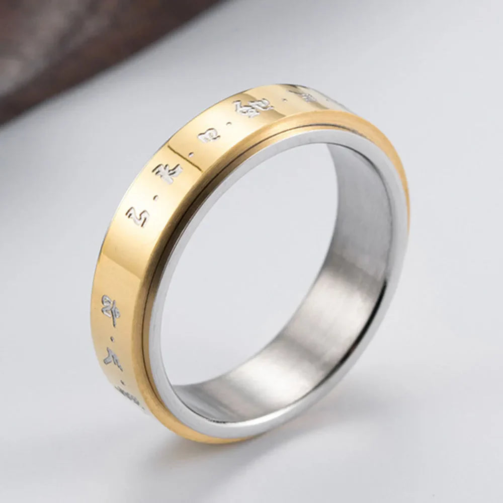 Anillo con Motivos para Hombre o Mujer Anti-Estrés Giratorio oro