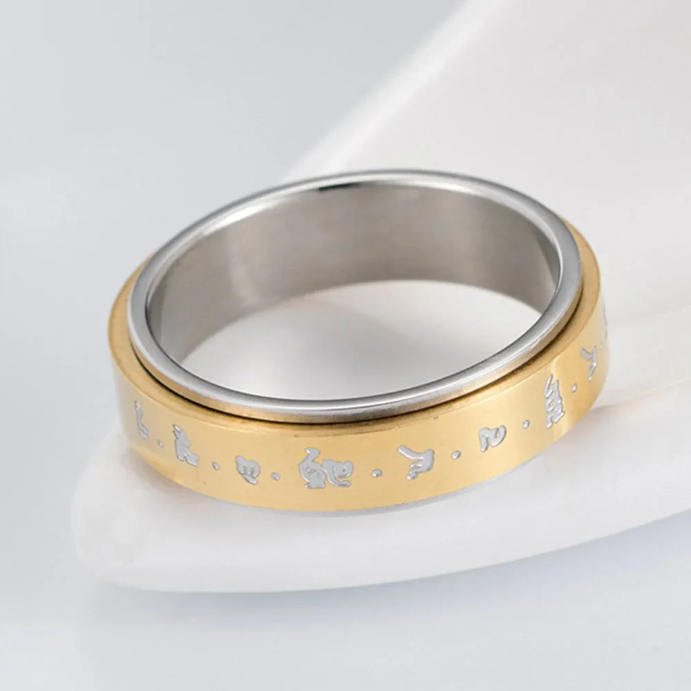 Anillo con Motivos para Hombre o Mujer Anti-Estrés Giratorio oro