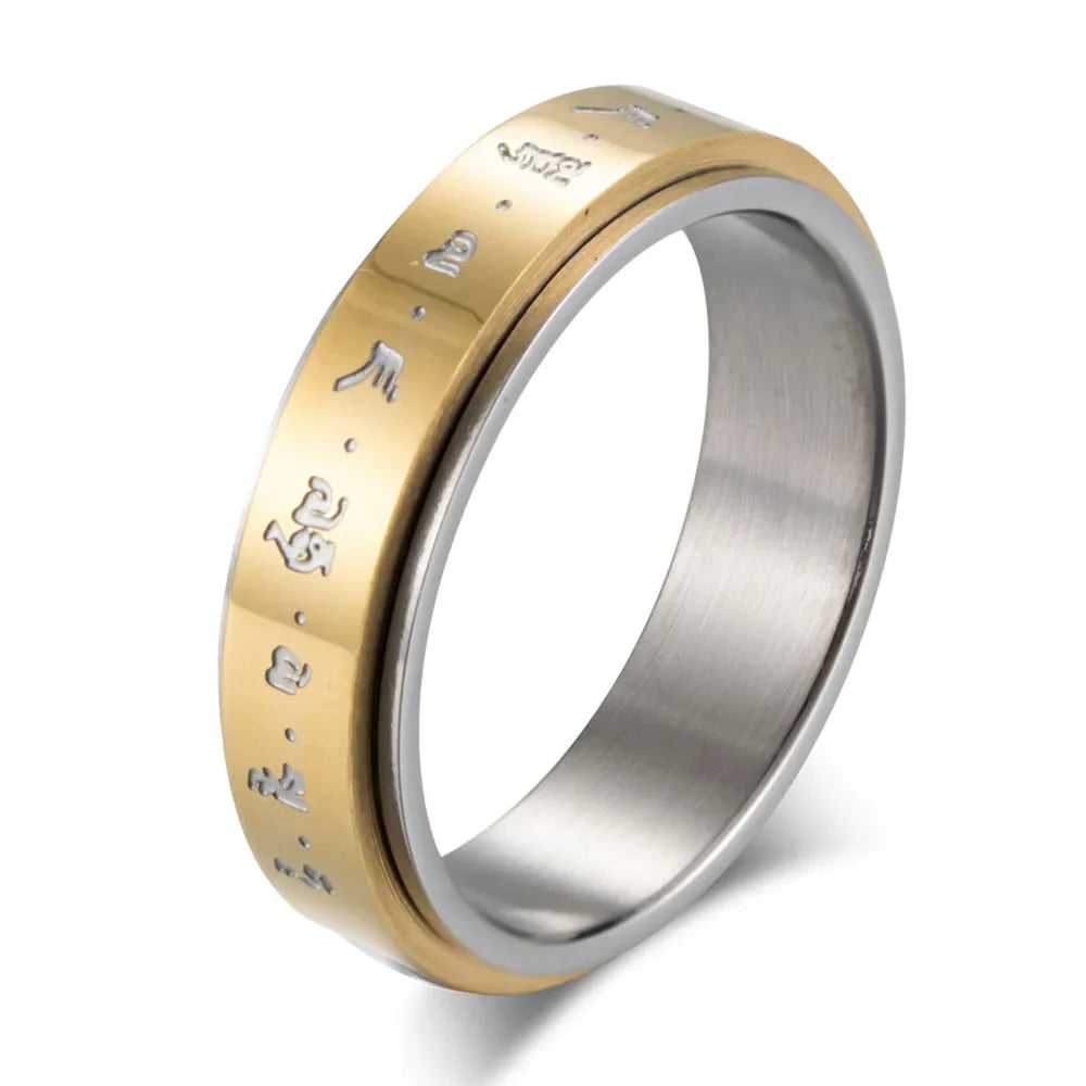 Anillo con Motivos para Hombre o Mujer Anti-Estrés Giratorio oro