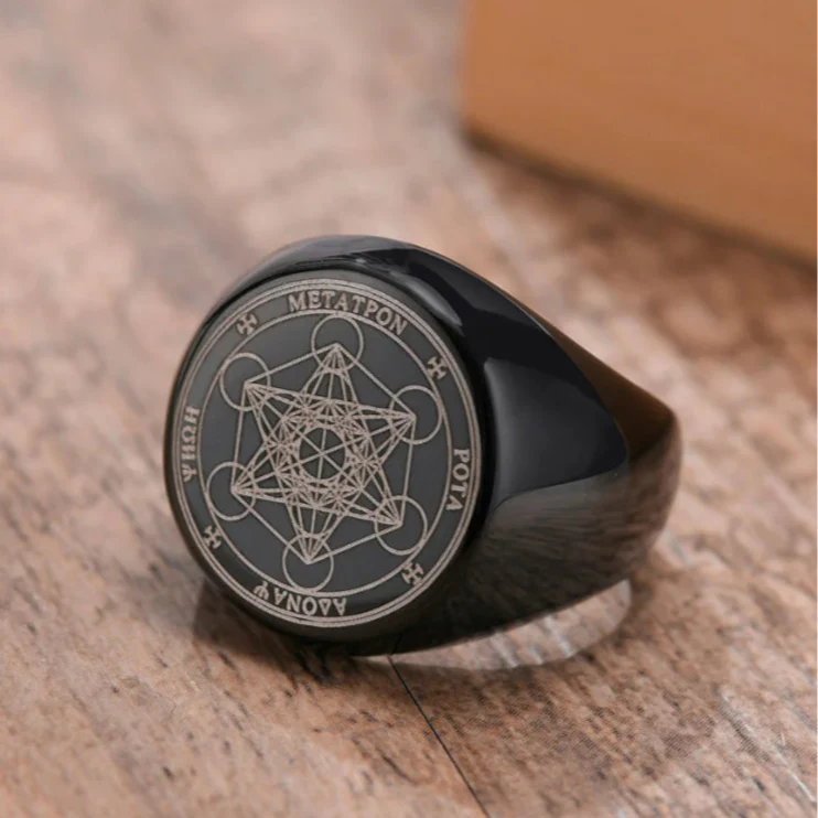 Anillo Negro Cubo Metatrón negro